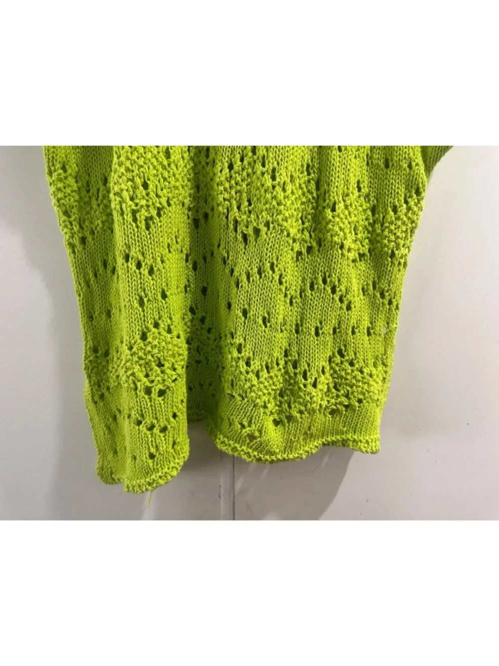 Zara Crochet Open Knit Tunic Top Womens M-L Green Asymmetrical Cover-Up Beach